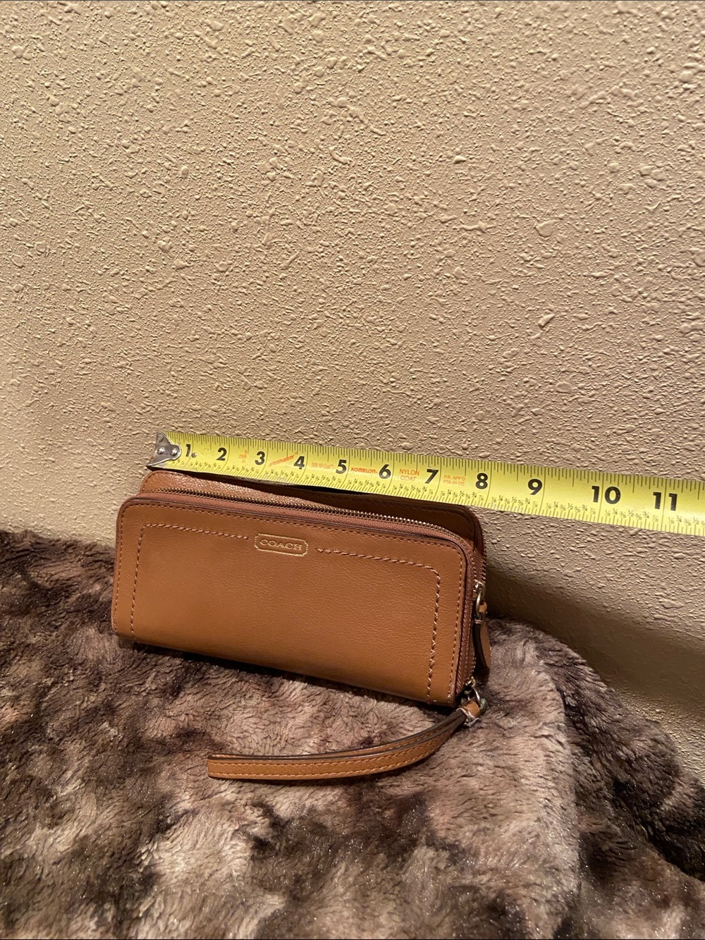 Coach Tan Leather Wristlet Clutch with Wrist Strap
